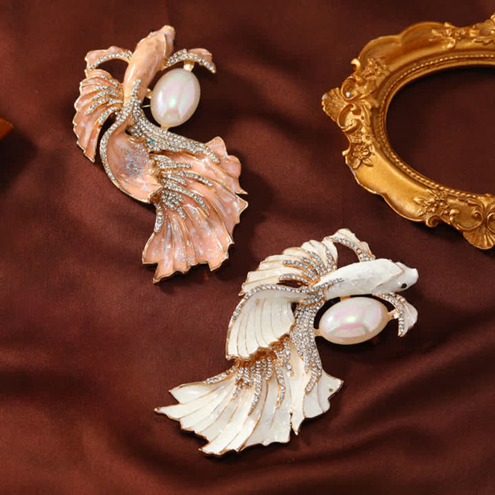 Buddha Stones Broche de perlas con forma de pez koi esmaltado - image 9