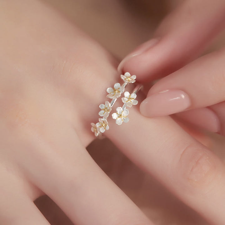 Buddha Stones Anillo ajustable de protección con diseño de flor de iris en plata de ley 925 - Flor pequeña - Ajustable - image 3