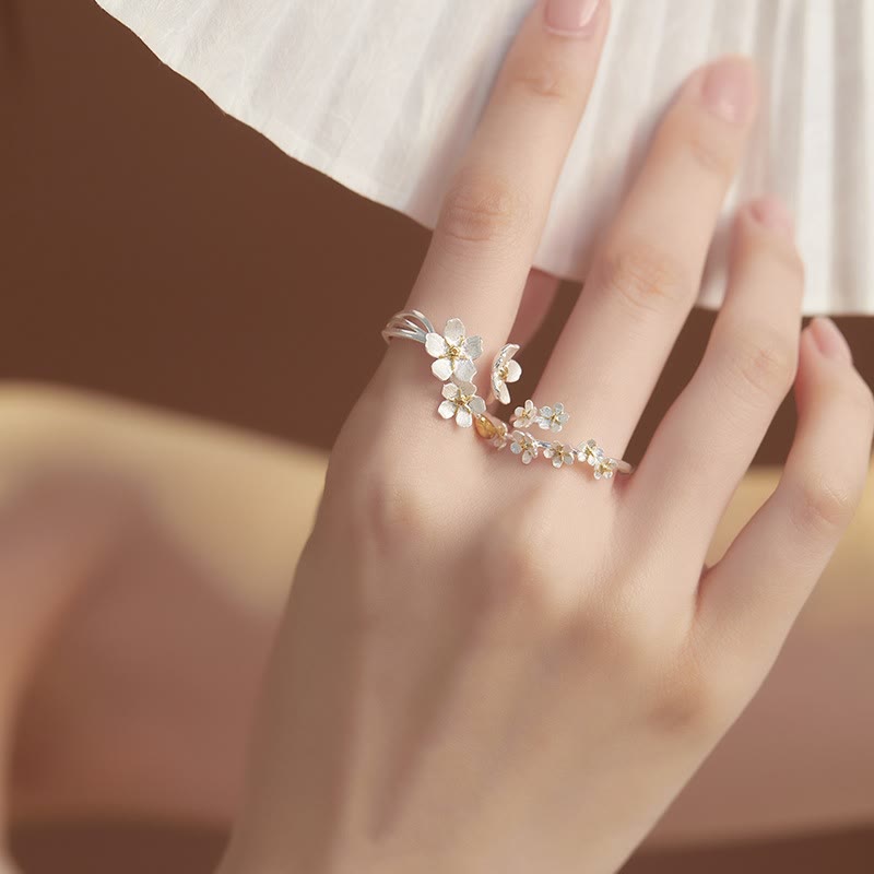 Buddha Stones Anillo ajustable de protección con diseño de flor de iris en plata de ley 925 - image 7