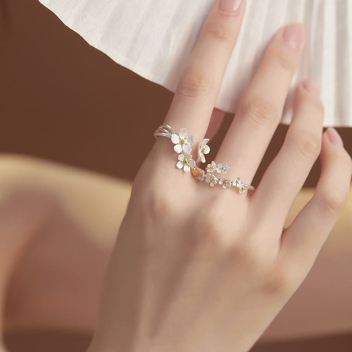 Buddha Stones Anillo ajustable de protección con diseño de flor de iris en plata de ley 925 - image 7