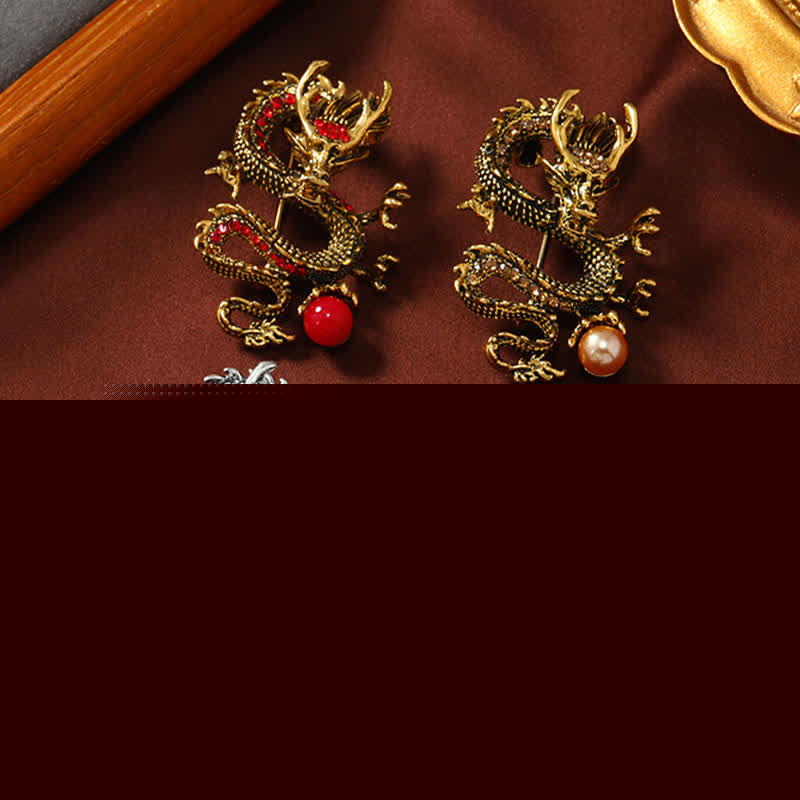 Buddha Stones Broche de fuerza de perla con dragón dominante - image 11