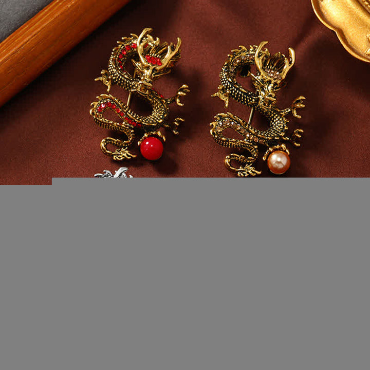 Buddha Stones Broche de fuerza de perla con dragón dominante - image 11