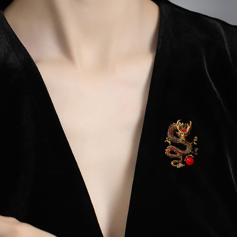 Buddha Stones Broche de fuerza de perla con dragón dominante - image 9