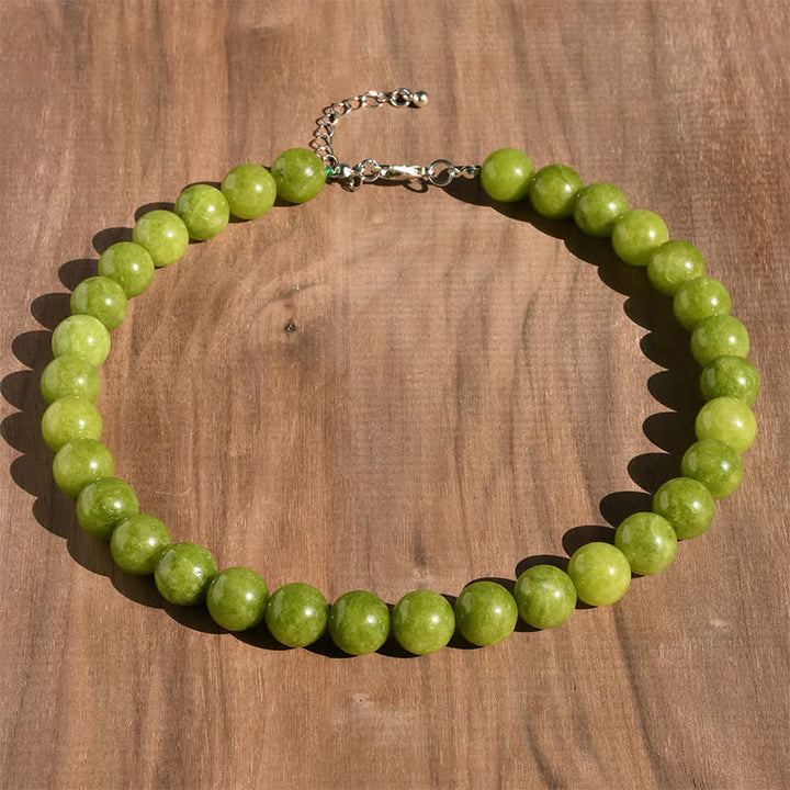 Buddha Stones Collar con cuentas de turmalina aguamarina de cristal natural de 12 mm para sanación. - Peridoto natural (el color puede variar) - image 11