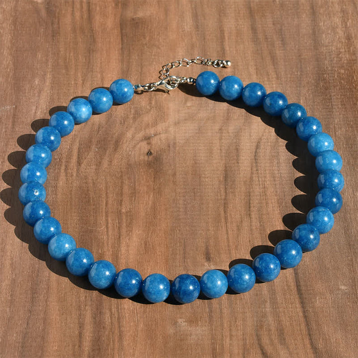 Buddha Stones Collar con cuentas de turmalina aguamarina de cristal natural de 12 mm para sanación. - Apatita natural (el color puede variar) - image 15