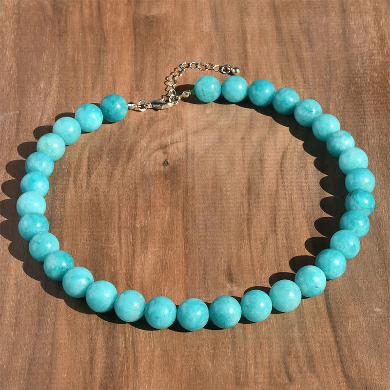 Buddha Stones Collar con cuentas de turmalina aguamarina de cristal natural de 12 mm para sanación. - Aguamarina natural (el color puede variar) - image 0