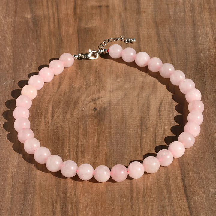 Buddha Stones Collar con cuentas de turmalina aguamarina de cristal natural de 12 mm para sanación. - Cuarzo rosa natural (el color puede variar) - image 8
