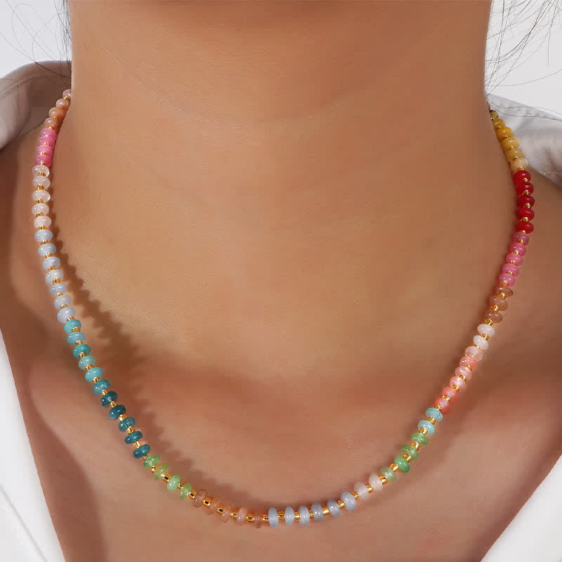 Buddha Stones Collar de sanación con cuentas degradadas de topacio, cuarzo transparente y aguamarina natural. - Claridad♥Fortuna - image 0