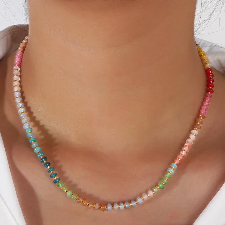 Buddha Stones Collar de sanación con cuentas degradadas de topacio, cuarzo transparente y aguamarina natural. - Claridad♥Fortuna - image 0