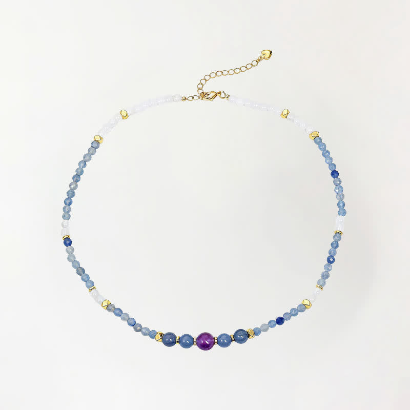 Buddha Stones Collar de cuentas de jade blanco y aventurina azul natural - Aventurina azul natural (el color puede variar) - image 0
