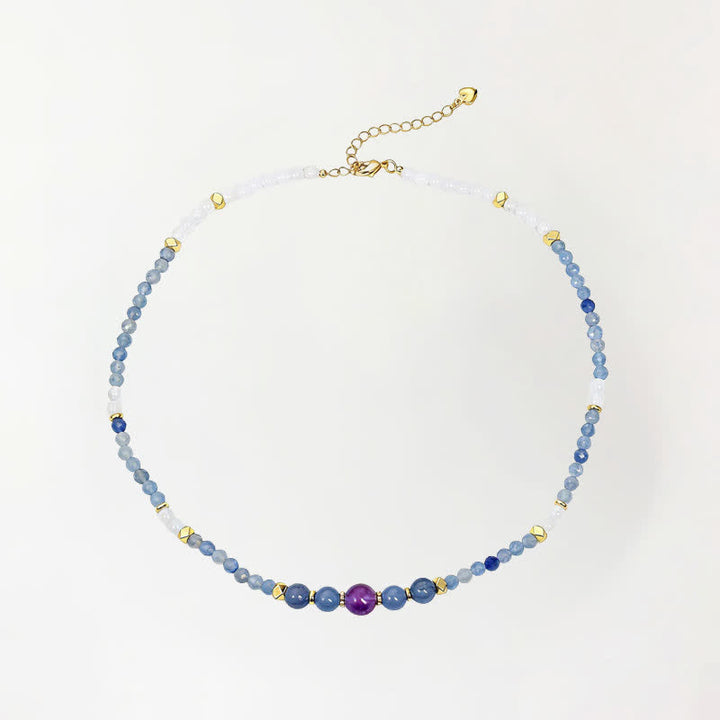 Buddha Stones Collar de cuentas de jade blanco y aventurina azul natural - Aventurina azul natural (el color puede variar) - image 0