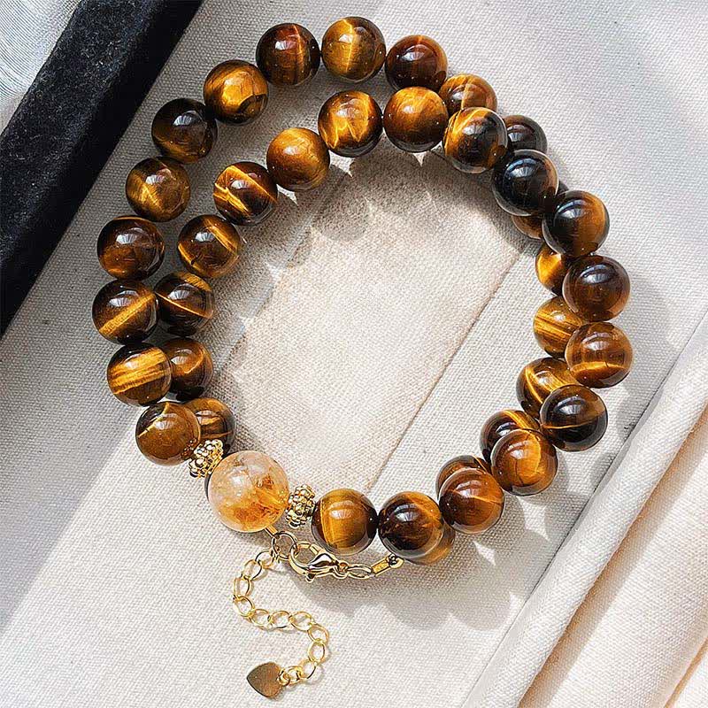 Buddha Stones Collar con cuentas de citrino ojo de tigre natural, símbolo de valentía. - image 2