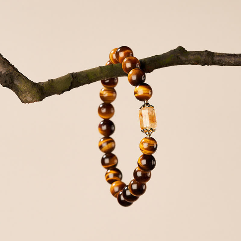 Buddha Stones Pulsera de fuerza con cuentas de citrino ojo de tigre - image 9