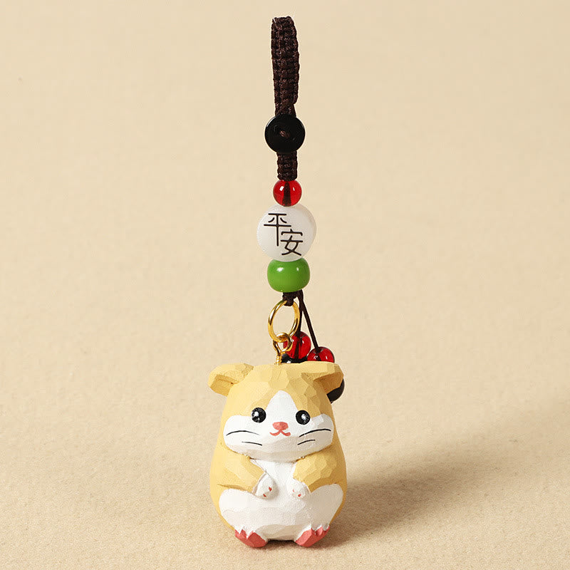 Buddha Stones Llavero chino de madera de tilo con grabado de flor de ciruelo, paz, seguridad, Om Mani Padme Hum positivo - Rata de 4 cm (el color, la forma y el tamaño pueden variar). - Paz y seguridad - image 9
