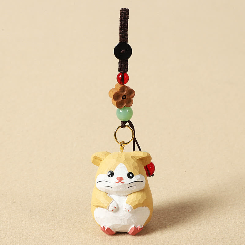 Buddha Stones Llavero chino de madera de tilo con grabado de flor de ciruelo, paz, seguridad, Om Mani Padme Hum positivo - Rata de 4 cm (el color, la forma y el tamaño pueden variar). - Flor de ciruelo - image 8