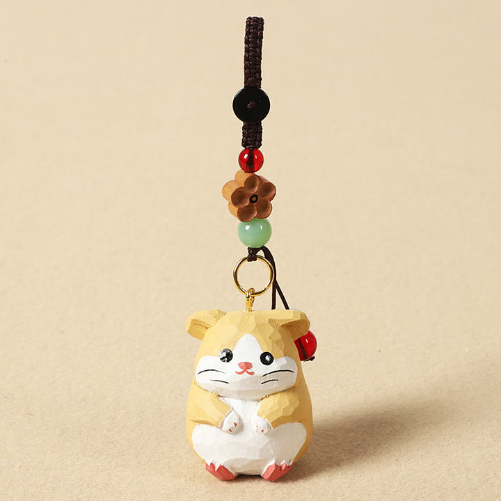 Buddha Stones Llavero chino de madera de tilo con grabado de flor de ciruelo, paz, seguridad, Om Mani Padme Hum positivo - Rata de 4 cm (el color, la forma y el tamaño pueden variar). - Flor de ciruelo - image 8