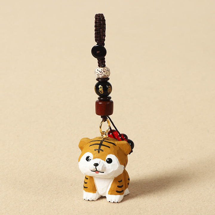 Buddha Stones Llavero chino de madera de tilo con grabado de flor de ciruelo, paz, seguridad, Om Mani Padme Hum positivo - Tigre de 4 cm (el color, la forma y el tamaño pueden variar). - Om Mani Padme Hum - image 13