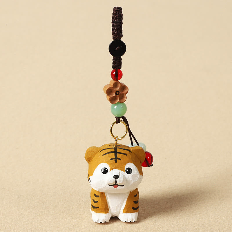 Buddha Stones Llavero chino de madera de tilo con grabado de flor de ciruelo, paz, seguridad, Om Mani Padme Hum positivo - Tigre de 4 cm (el color, la forma y el tamaño pueden variar). - Flor de ciruelo - image 14