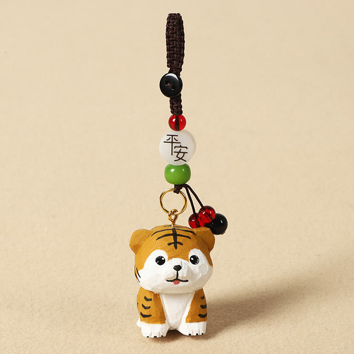 Buddha Stones Llavero chino de madera de tilo con grabado de flor de ciruelo, paz, seguridad, Om Mani Padme Hum positivo - Tigre de 4 cm (el color, la forma y el tamaño pueden variar). - Paz y seguridad - image 15