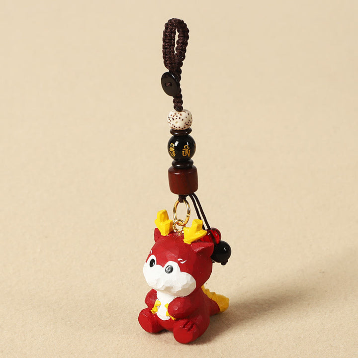 Buddha Stones Llavero chino de madera de tilo con grabado de flor de ciruelo, paz, seguridad, Om Mani Padme Hum positivo - Dragón de 4 cm (el color, la forma y el tamaño pueden variar). - Om Mani Padme Hum - image 19