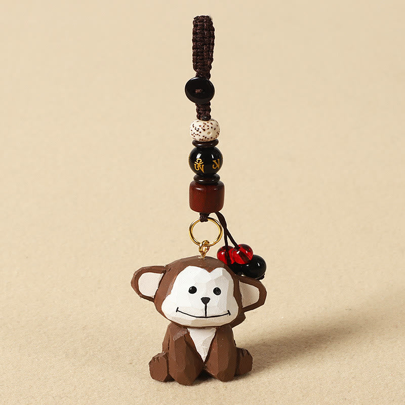 Buddha Stones Llavero chino de madera de tilo con grabado de flor de ciruelo, paz, seguridad, Om Mani Padme Hum positivo - Mono de 4 cm (el color, la forma y el tamaño pueden variar). - Om Mani Padme Hum - image 29