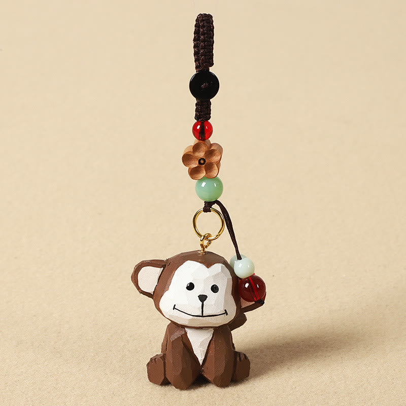 Buddha Stones Llavero chino de madera de tilo con grabado de flor de ciruelo, paz, seguridad, Om Mani Padme Hum positivo - Mono de 4 cm (el color, la forma y el tamaño pueden variar). - Flor de ciruelo - image 30
