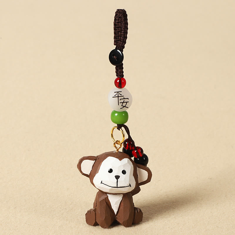 Buddha Stones Llavero chino de madera de tilo con grabado de flor de ciruelo, paz, seguridad, Om Mani Padme Hum positivo - Mono de 4 cm (el color, la forma y el tamaño pueden variar). - Paz y seguridad - image 31