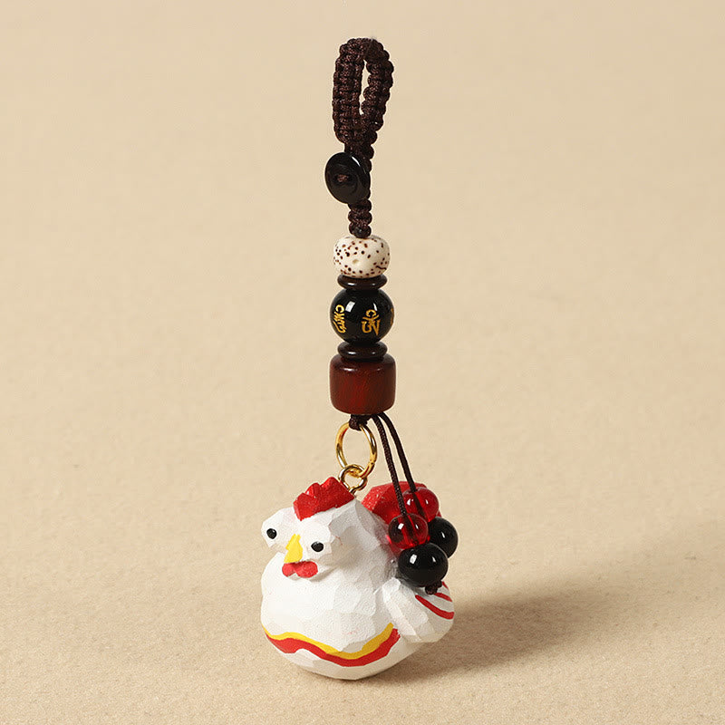 Buddha Stones Llavero chino de madera de tilo con grabado de flor de ciruelo, paz, seguridad, Om Mani Padme Hum positivo - Gallo de 4 cm (el color, la forma y el tamaño pueden variar). - Om Mani Padme Hum - image 32