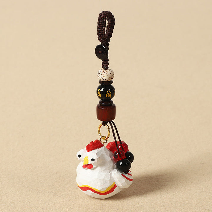 Buddha Stones Llavero chino de madera de tilo con grabado de flor de ciruelo, paz, seguridad, Om Mani Padme Hum positivo - Gallo de 4 cm (el color, la forma y el tamaño pueden variar). - Om Mani Padme Hum - image 32