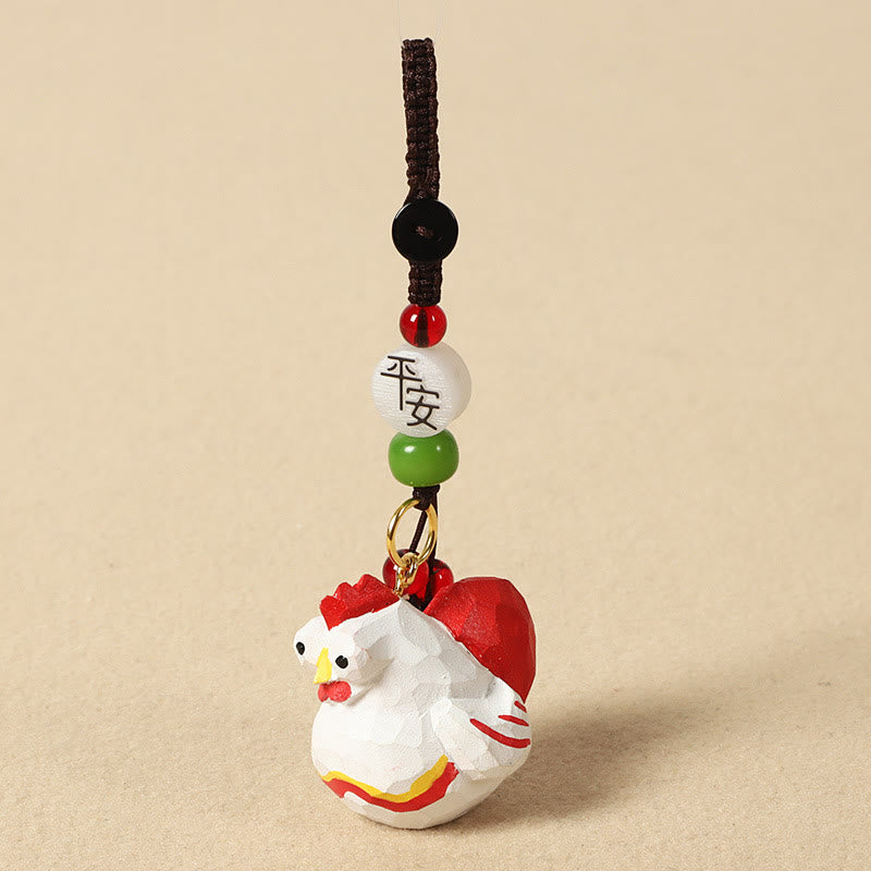 Buddha Stones Llavero chino de madera de tilo con grabado de flor de ciruelo, paz, seguridad, Om Mani Padme Hum positivo - Gallo de 4 cm (el color, la forma y el tamaño pueden variar). - Paz y seguridad - image 34