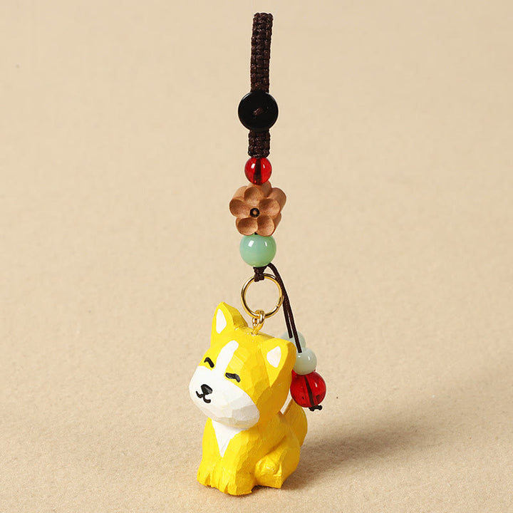 Buddha Stones Llavero chino de madera de tilo con grabado de flor de ciruelo, paz, seguridad, Om Mani Padme Hum positivo - Perro de 4 cm (el color, la forma y el tamaño pueden variar). - Flor de ciruelo - image 36