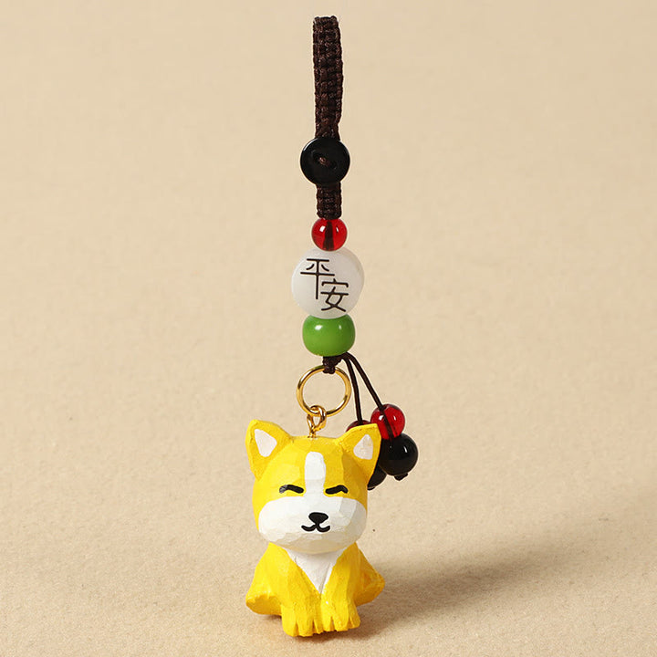 Buddha Stones Llavero chino de madera de tilo con grabado de flor de ciruelo, paz, seguridad, Om Mani Padme Hum positivo - Perro de 4 cm (el color, la forma y el tamaño pueden variar). - Paz y seguridad - image 37