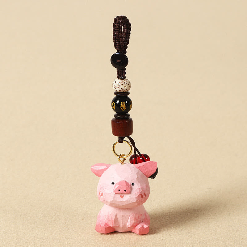 Buddha Stones Llavero chino de madera de tilo con grabado de flor de ciruelo, paz, seguridad, Om Mani Padme Hum positivo - Cerdo de 4 cm (el color, la forma y el tamaño pueden variar). - Om Mani Padme Hum - image 38