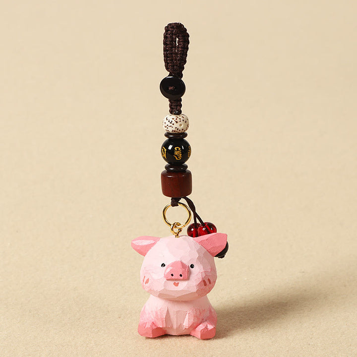Buddha Stones Llavero chino de madera de tilo con grabado de flor de ciruelo, paz, seguridad, Om Mani Padme Hum positivo - Cerdo de 4 cm (el color, la forma y el tamaño pueden variar). - Om Mani Padme Hum - image 38
