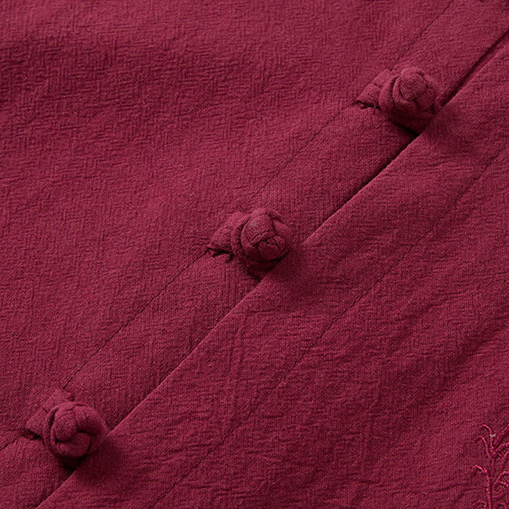 Buddha Stones Conjunto de verano de 2 piezas: camisa de manga corta con cuello mandarín y botones de rana, pantalón harem, ropa de meditación para hombre con bolsillos. - image 3