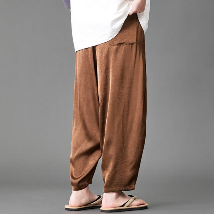 Buddha Stones Pantalones harem de verano informales para hombre con bolsillos de parche. - image 19