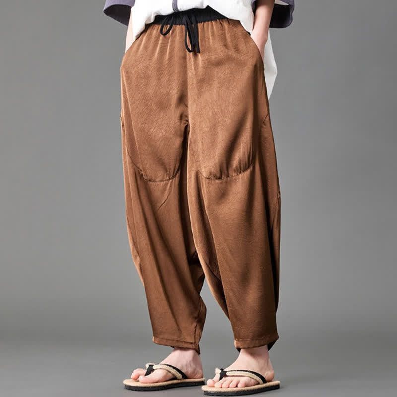 Buddha Stones Pantalones harem de verano informales para hombre con bolsillos de parche. - image 18