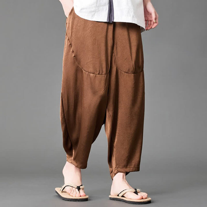 Buddha Stones Pantalones harem de verano informales para hombre con bolsillos de parche. - image 17