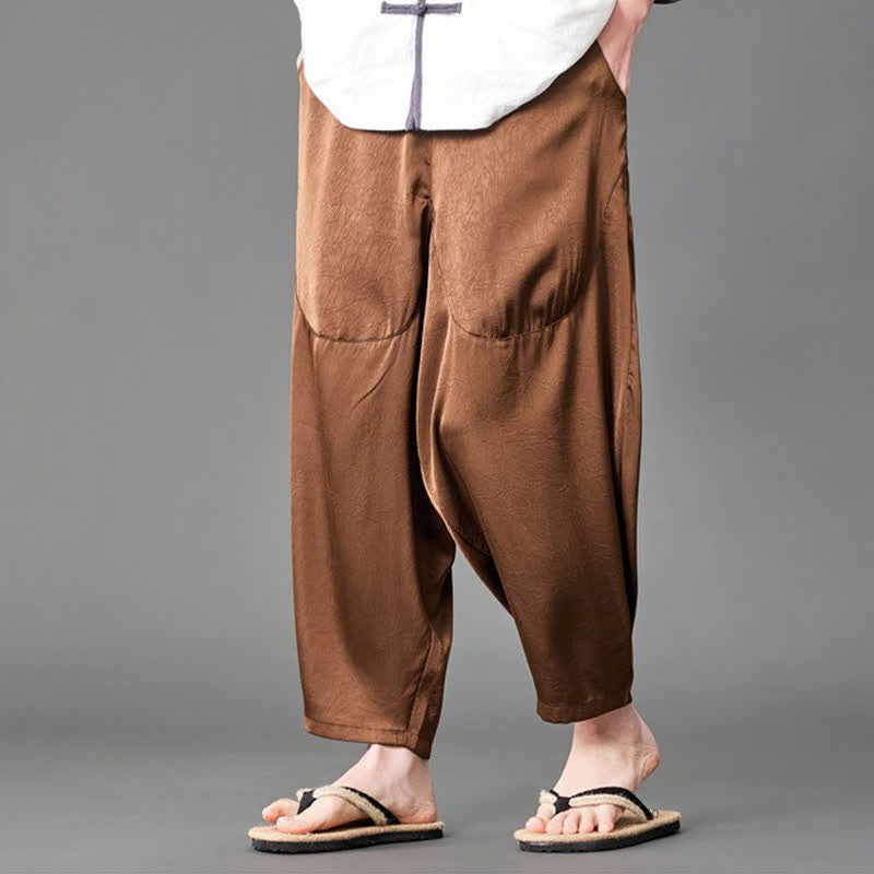 Buddha Stones Pantalones harem de verano informales para hombre con bolsillos de parche. - image 16