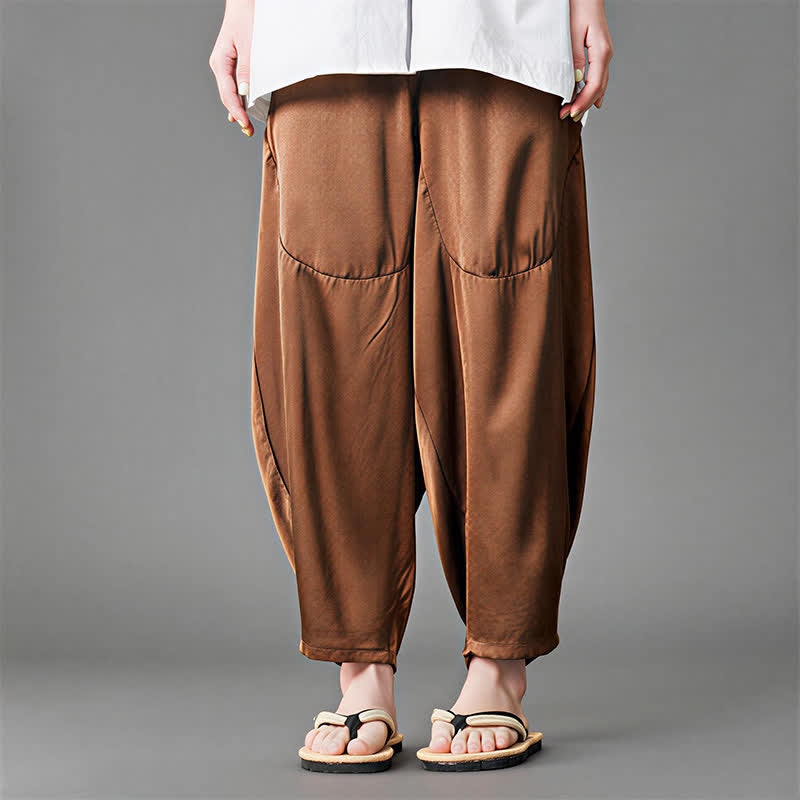 Buddha Stones Pantalones harem de verano informales para hombre con bolsillos de parche. - image 14