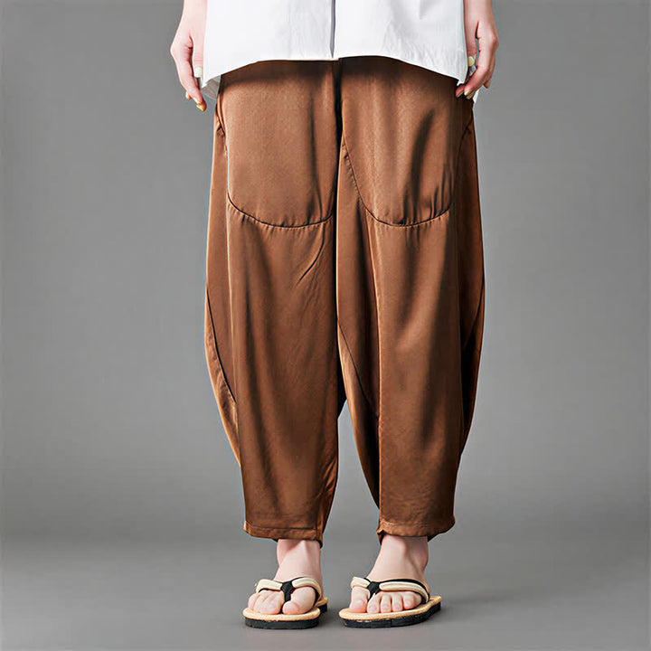 Buddha Stones Pantalones harem de verano informales para hombre con bolsillos de parche. - image 14