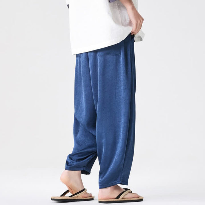 Buddha Stones Pantalones harem de verano informales para hombre con bolsillos de parche. - image 2
