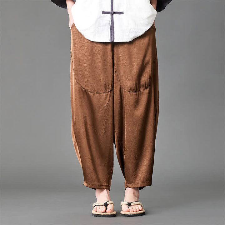 Buddha Stones Pantalones harem de verano informales para hombre con bolsillos de parche. - image 15
