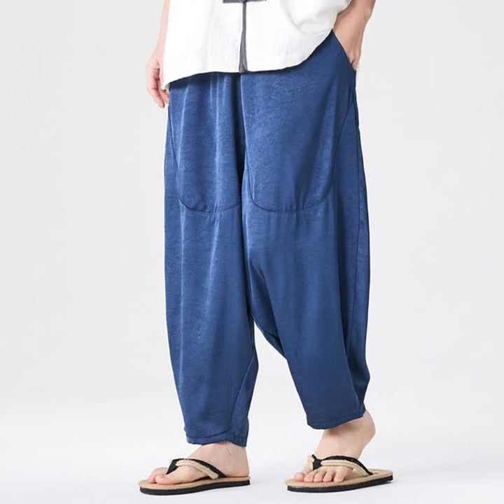 Buddha Stones Pantalones harem de verano informales para hombre con bolsillos de parche. - image 5