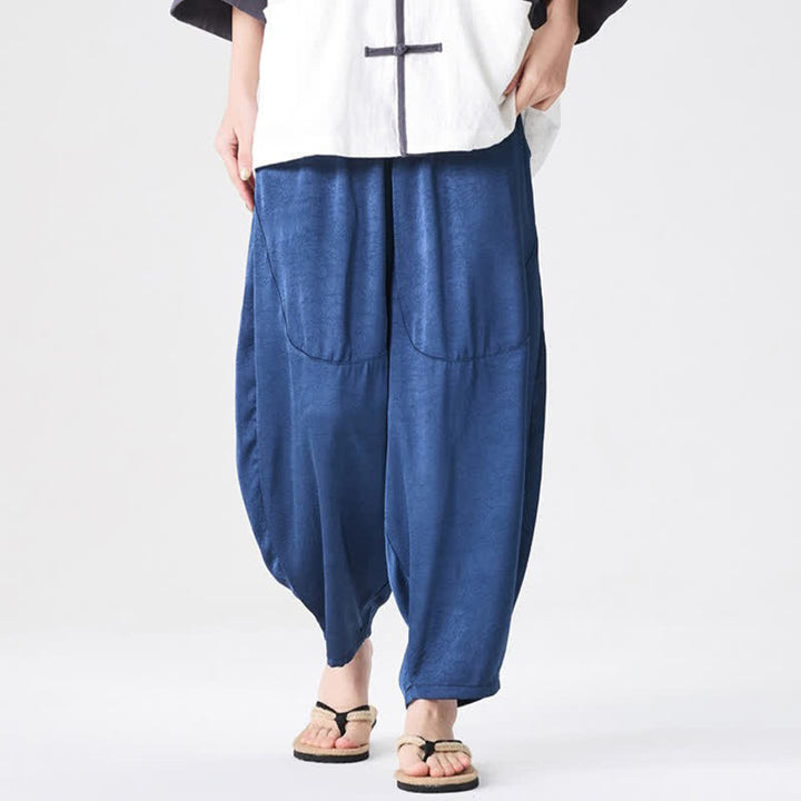 Buddha Stones Pantalones harem de verano informales para hombre con bolsillos de parche. - image 4