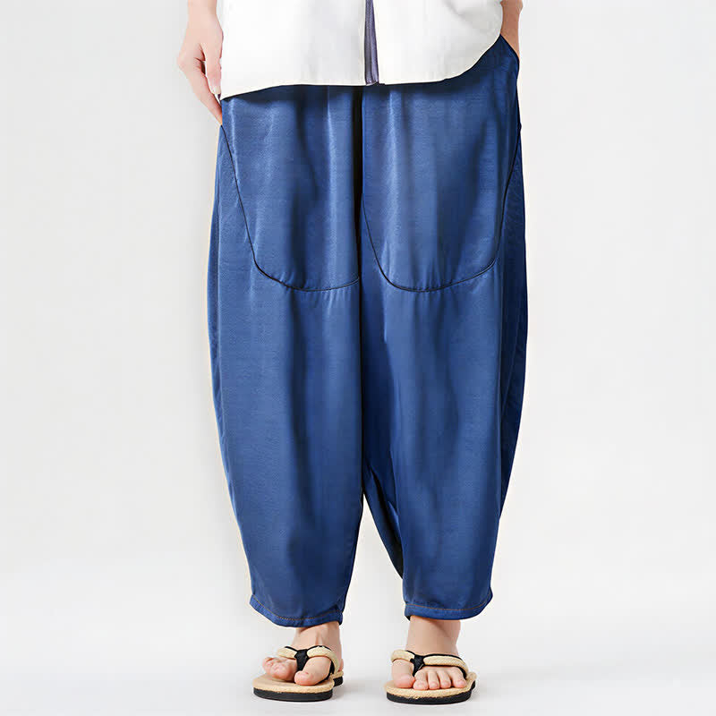 Buddha Stones Pantalones harem de verano informales para hombre con bolsillos de parche. - image 1