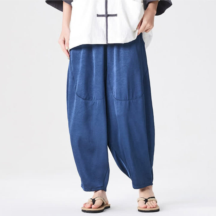 Buddha Stones Pantalones harem de verano informales para hombre con bolsillos de parche. - image 3