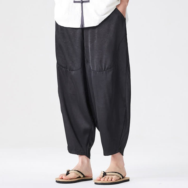 Buddha Stones Pantalones harem de verano informales para hombre con bolsillos de parche. - Negro - US/UK/AU46, EU56 (5XL) - image 20