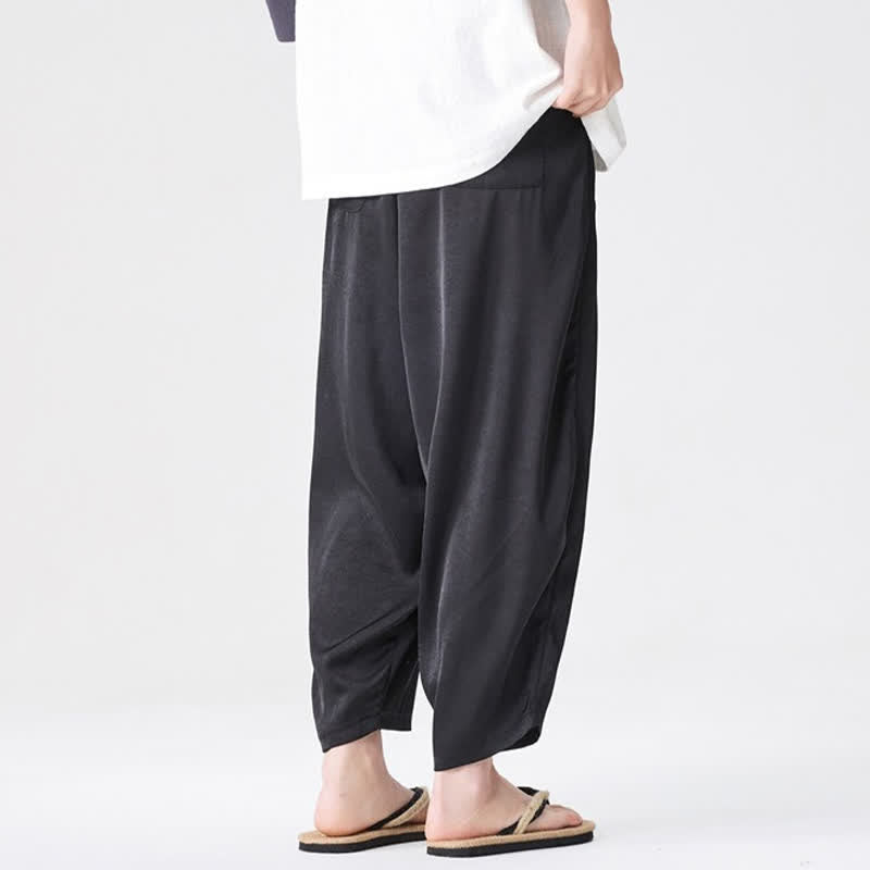 Buddha Stones Pantalones harem de verano informales para hombre con bolsillos de parche. - image 23