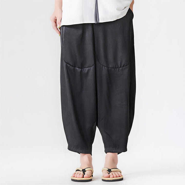 Buddha Stones Pantalones harem de verano informales para hombre con bolsillos de parche. - image 25